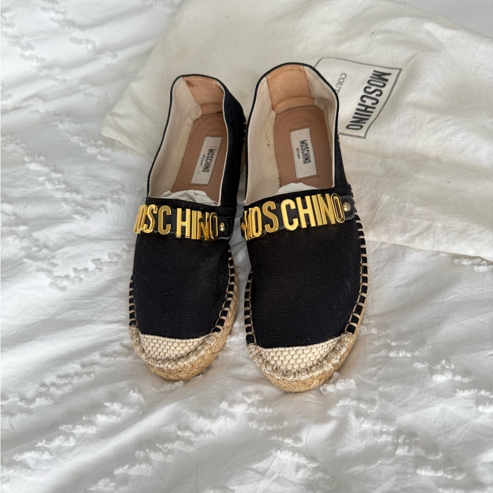 Moschino Black Espadrille Flats US5
